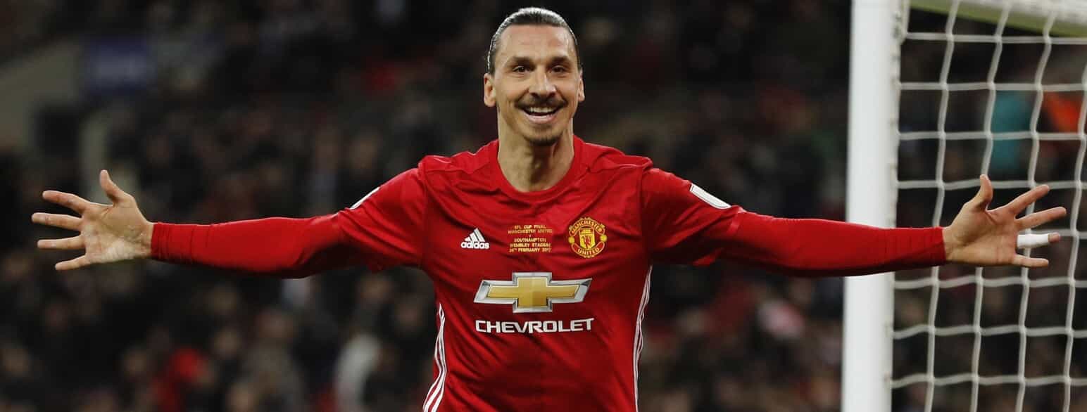 Zlatan Ibrahimović jubler over en scoring for Manchester United den 26. februar 2017