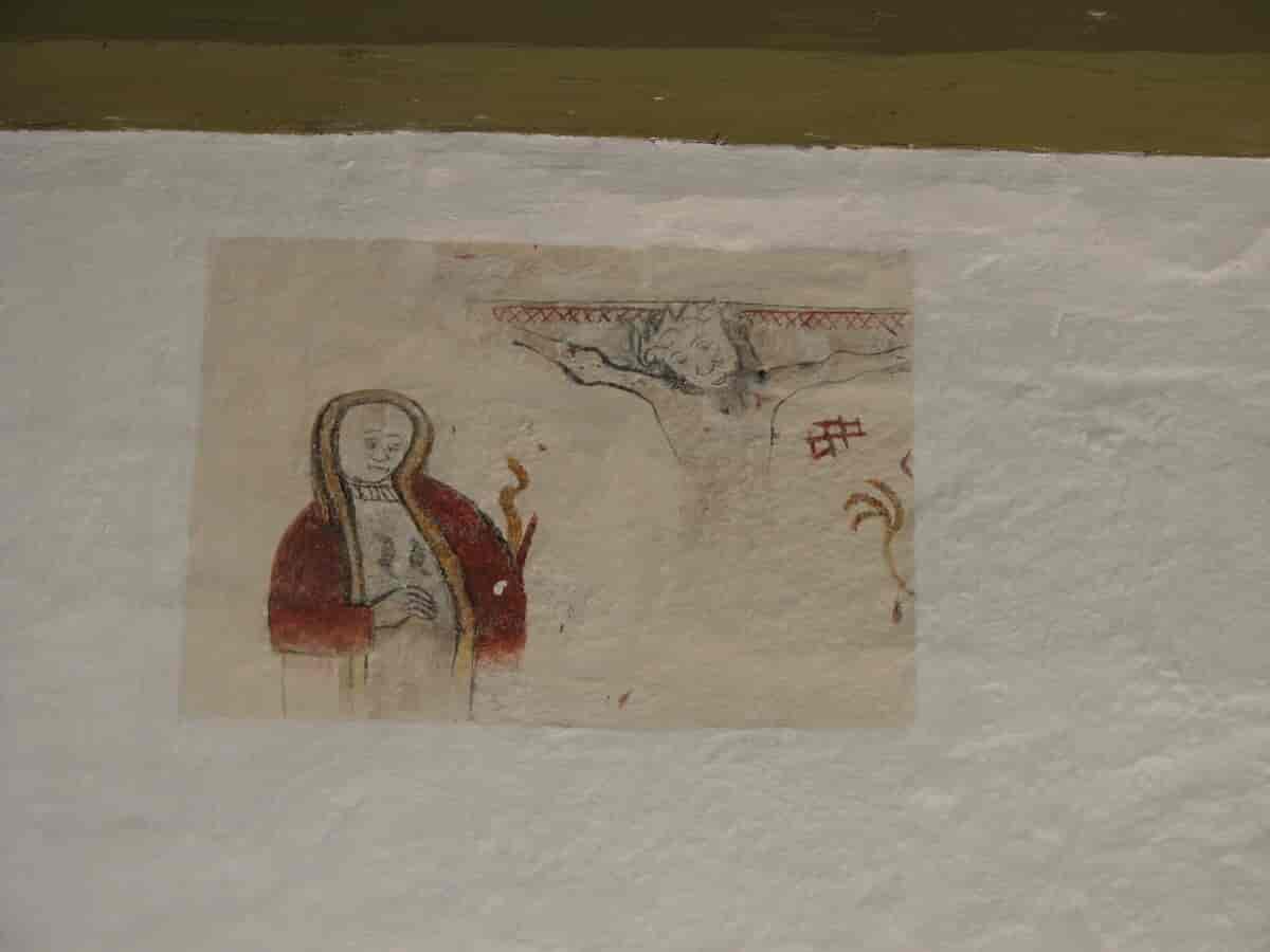 Kalkmalerier i Galtrup Kirke, afskalning af figur