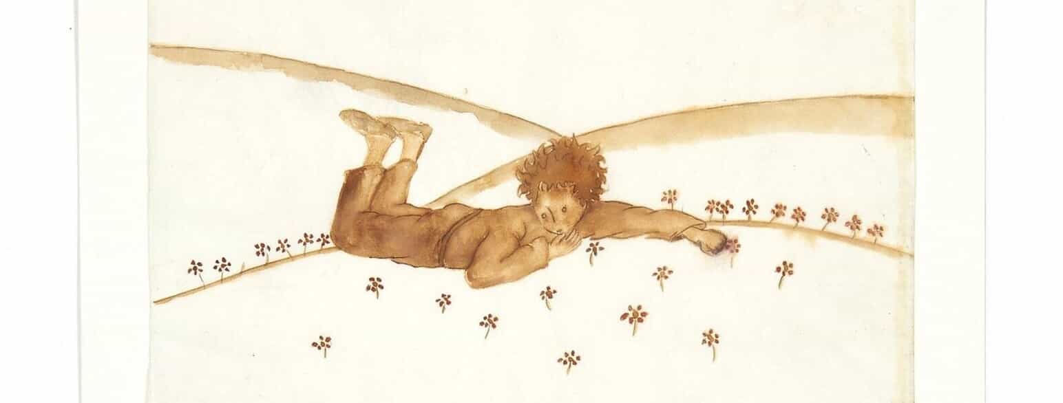 Skitse til illustration fra Antoine de Saint-Exupérys Den lille prins.
