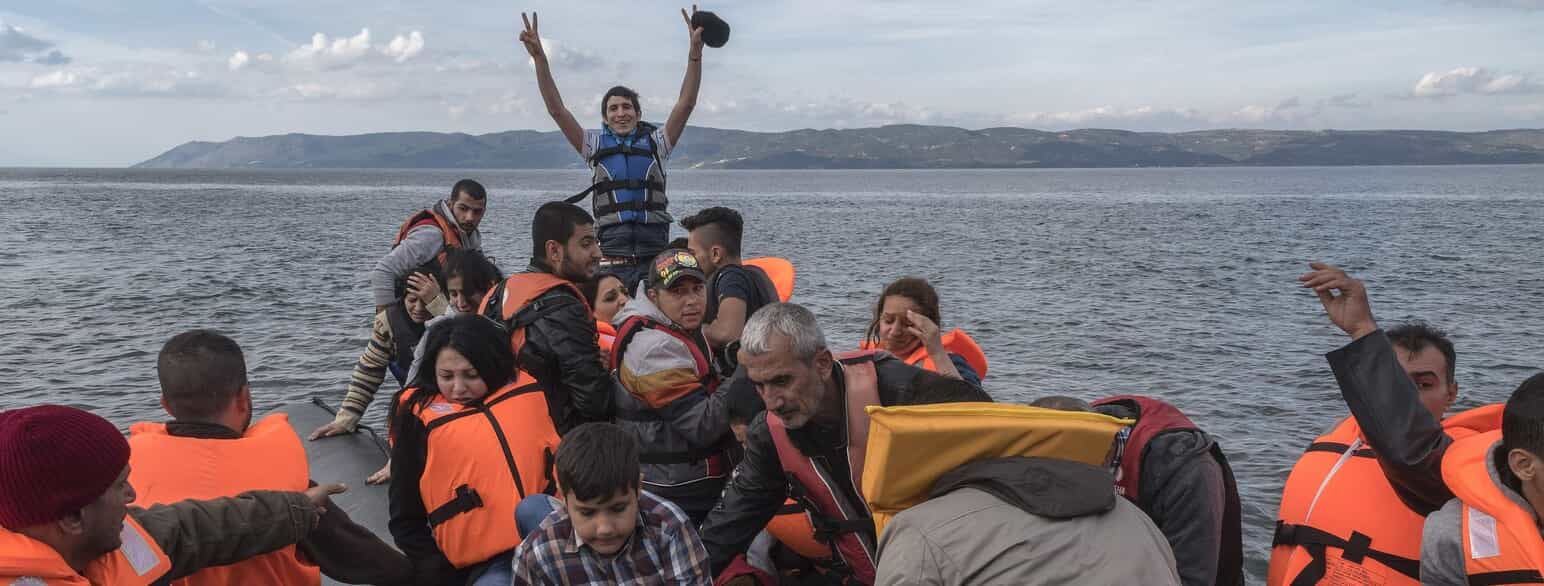 Syriske bådflygtninge ankommer til Lesbos d. 29. oktober 2015.