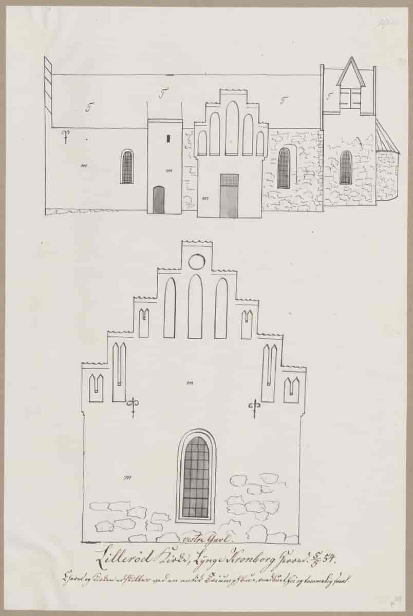 Tegning af Lillerød Kirke