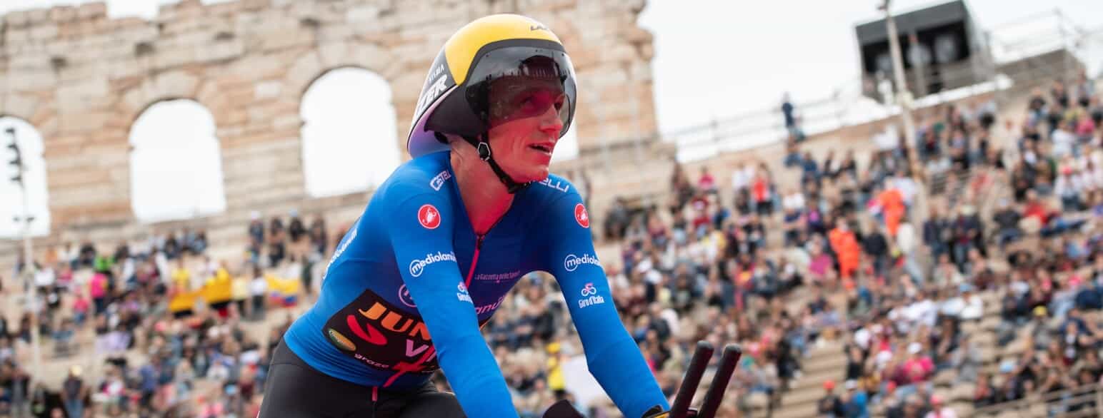 Koen Bouwman fra Jumbo-Wisma iført bjergtrøjen i Giro d'Italia 2022 (21. etape)