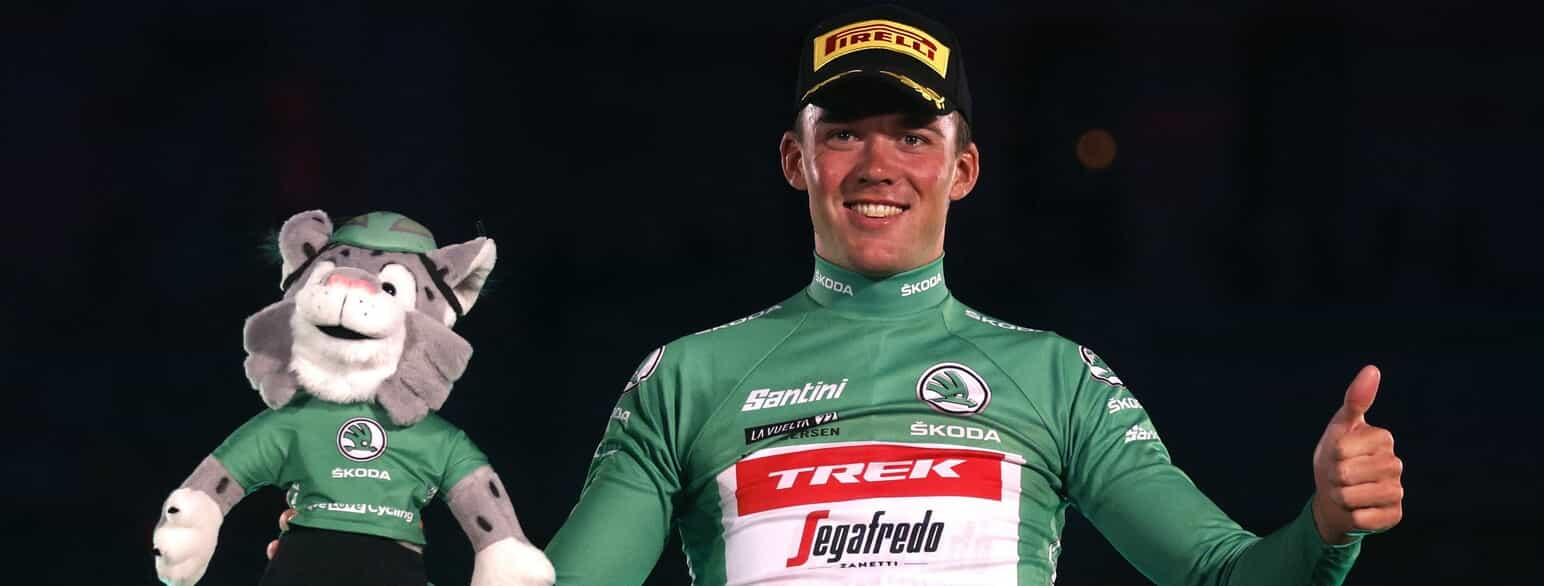 Mads Pedersen i den grønne pointtrøje i Vuelta a España, 2022.