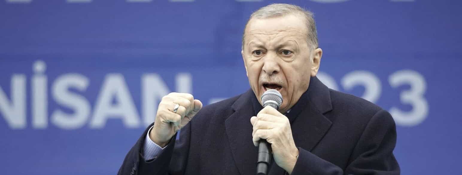 Recep Tayyip Erdogan under et vælgermøde i april 2023.