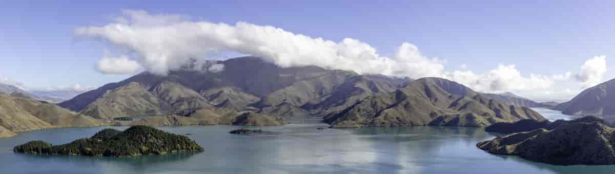 Lake Benmore with surrounding hills, Aotearoa New Zealand