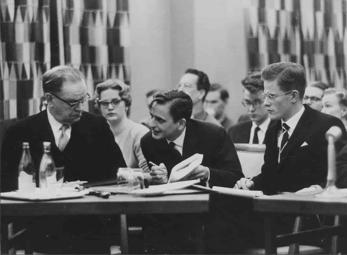 Tage Erlander, Olof Palme og Ingvar Carlsson i 1959.