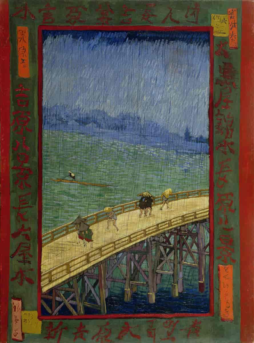 Brug in de regen – naar Hiroshige 