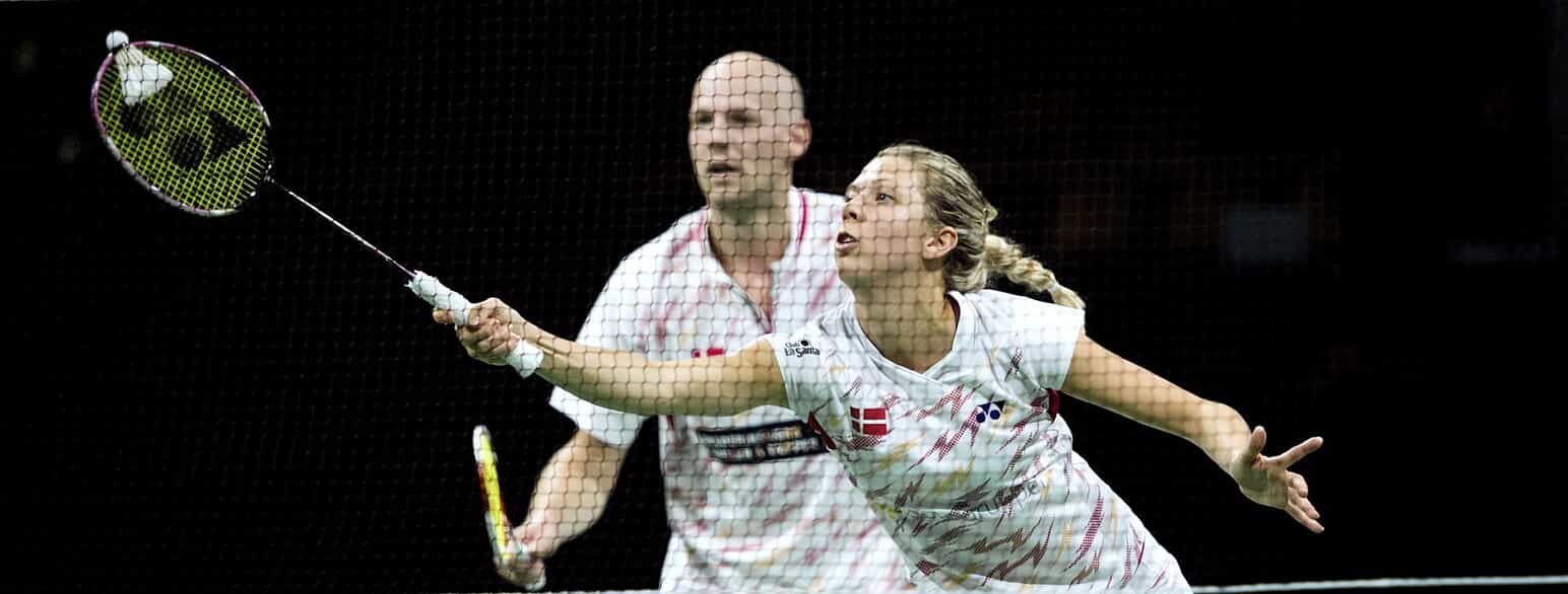 Anders Kristiansen og Julie Houmann i aktion under VM i badminton i 2014