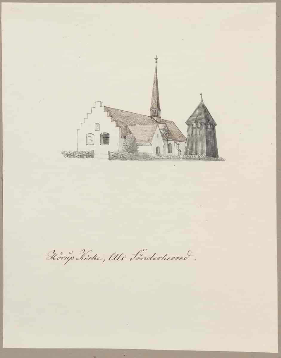 Tegning af Hørup Kirke