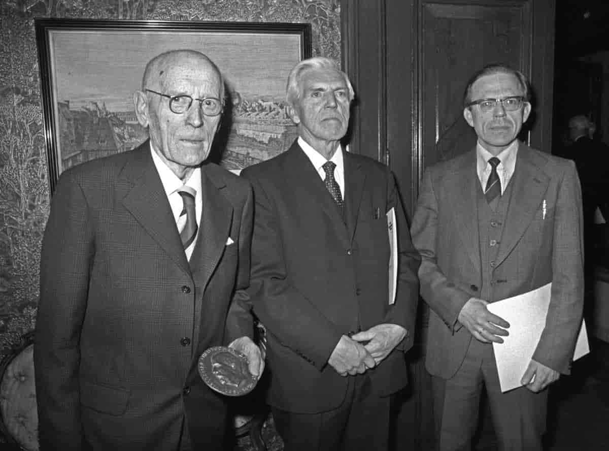 Olaf Devik, Trygve Haavelmo og Leif Johansen i 1979.