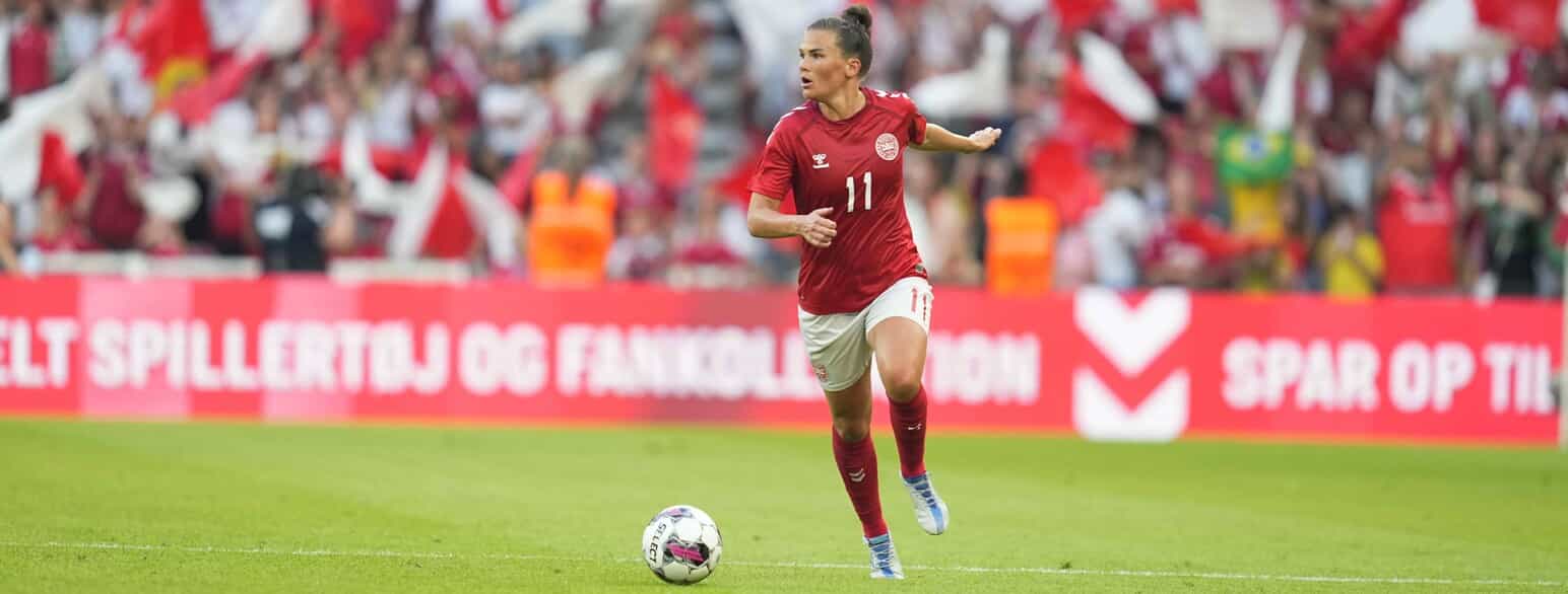 Katrine Veje i venskabskampen mellem Danmark og Brasilien den 24. juni 2022