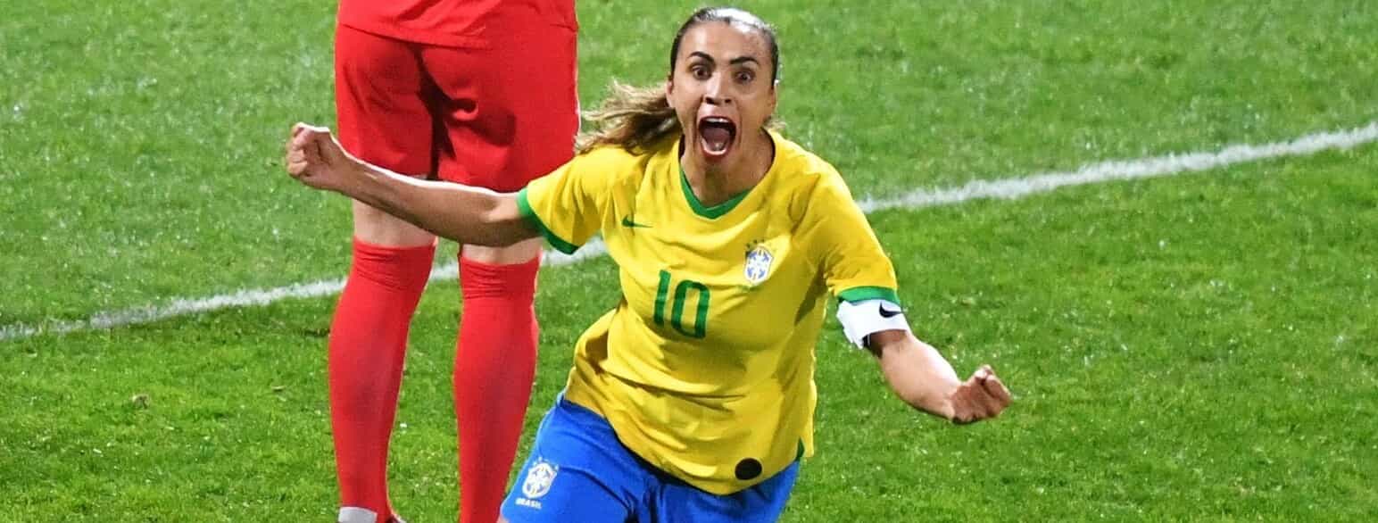 Marta jubler over en scoring for Brasilien den 10. marts 2020