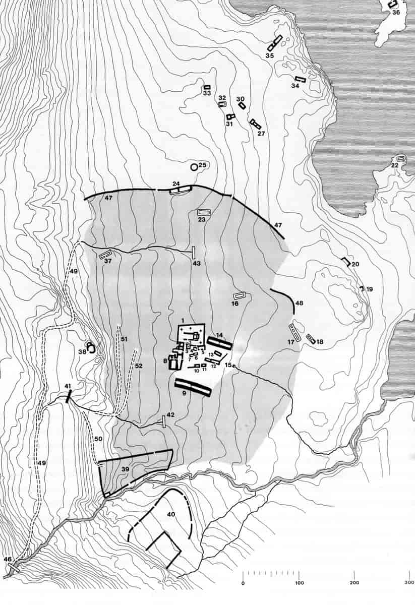 Knud Kroghs plan over ruinerne i Igaliku 1982