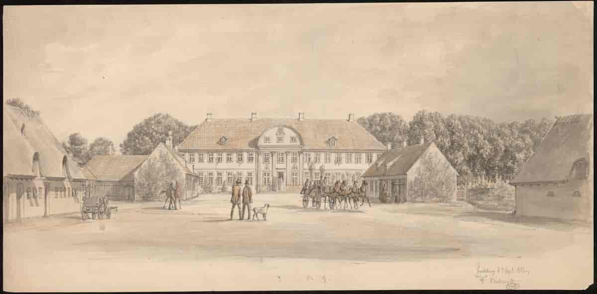 Juelsberg. Farvelagt tegning, udført 7. september 1854