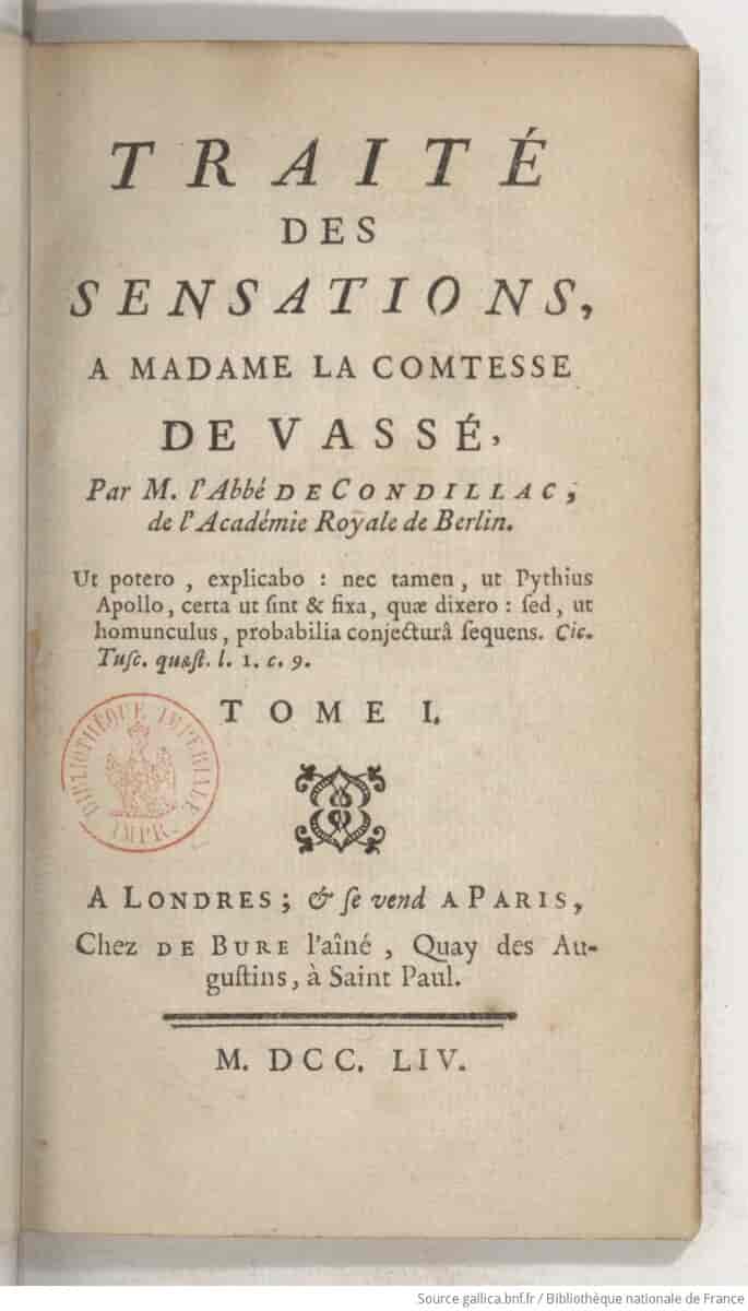 Titelblad "Traité des sensations"