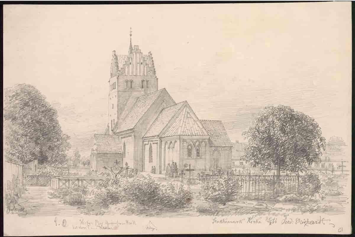 Tegning af Stokkemarke Kirke