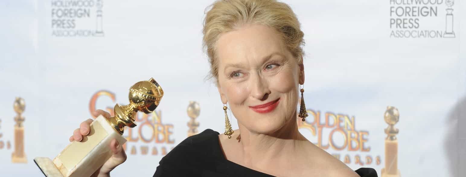 Meryl Streep har vundet prisen som bedste skuespiller fem gange; to gange i musical/komediekategorien og tre gange i dramakategorien. Her poserer hun efter at have vundet prisen i 2010 for komedien "Julia & Julia"