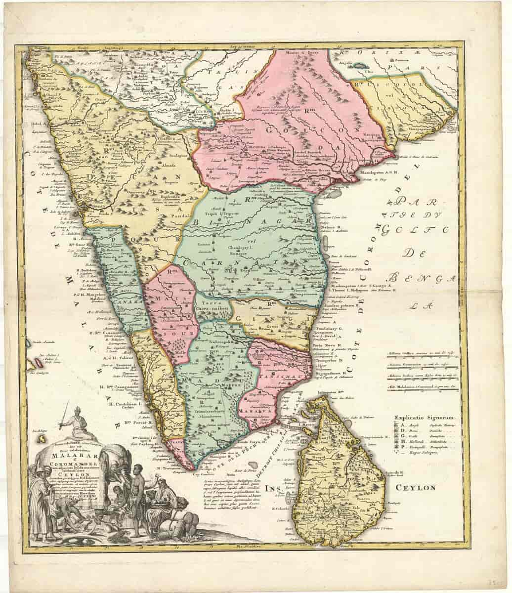 Kort over Sydindien, 1733