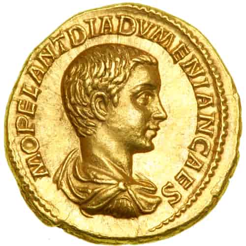 Aureus med portræt af Diadumenianus