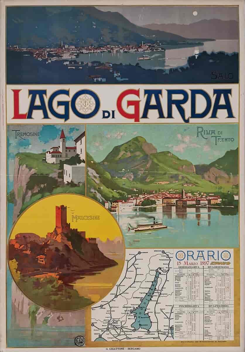 Turistplakat fra Gardasøen, 1897.
