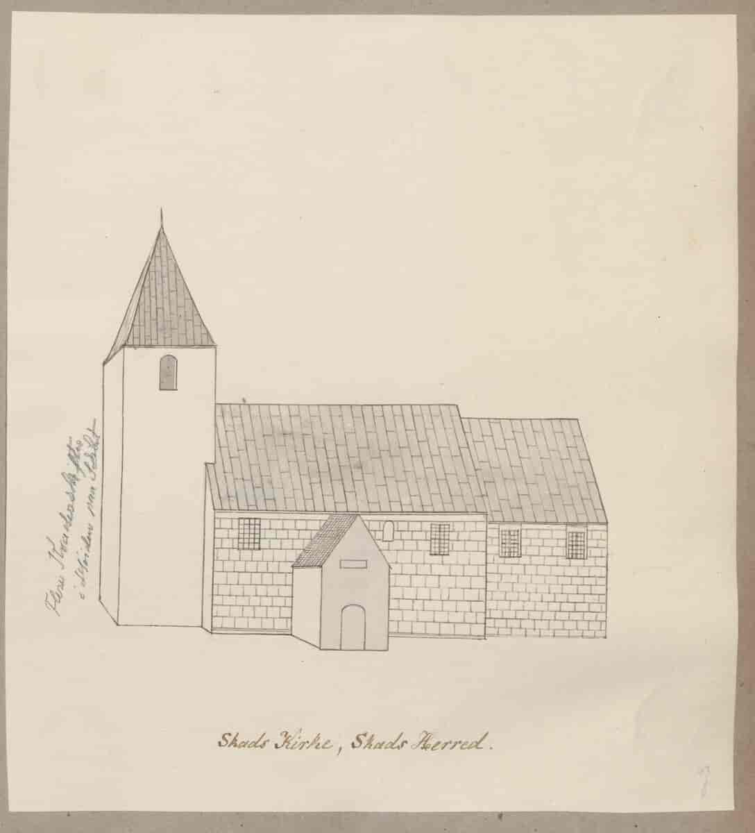 Tegning af Skads Kirke
