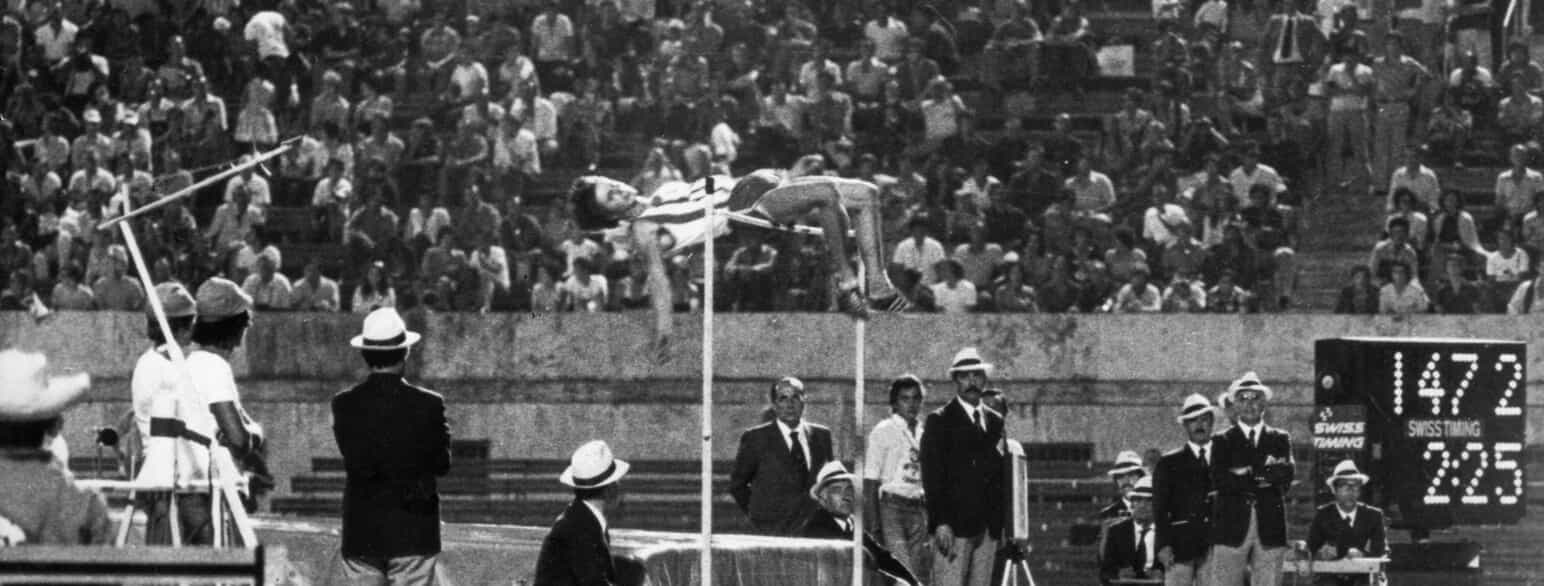 Jesper Tørring med sit vinderspring ved EM i Rom, Italien, i 1974