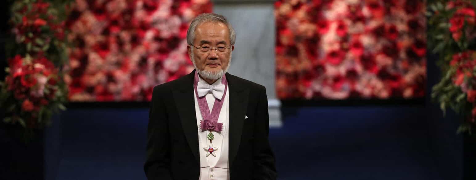 Yoshinori Ohsumi fotograferet til Nobelcermonien i Stockholm, 10. december 2016