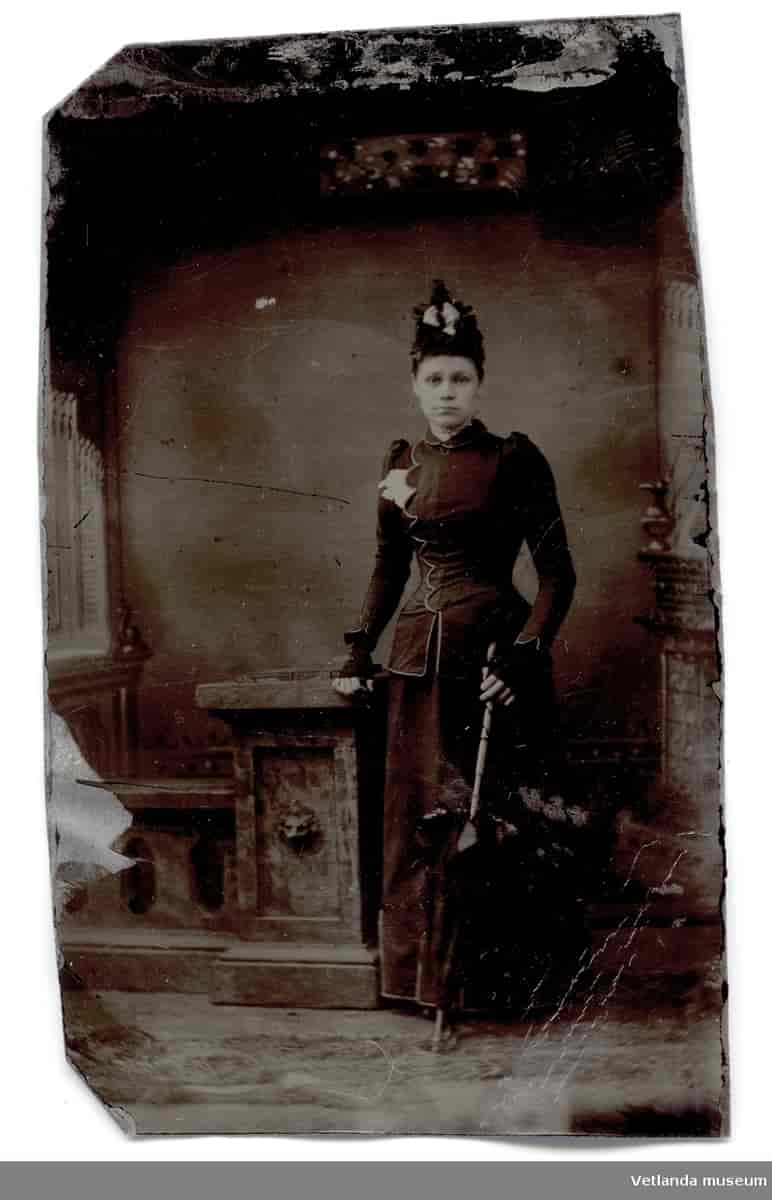 Ferrotypi af kvinde, ca. 1870