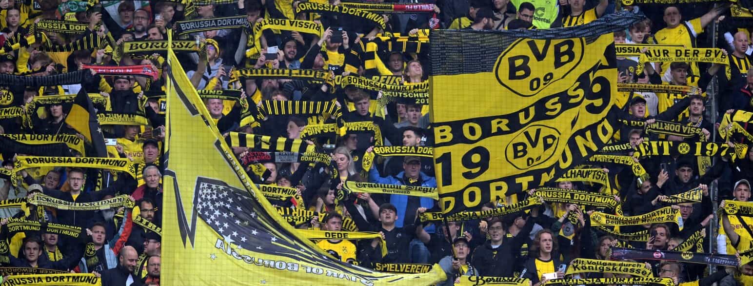 Borussia Dortmund-tilhængere ved en kamp på Signal Iduna Park i august 2023