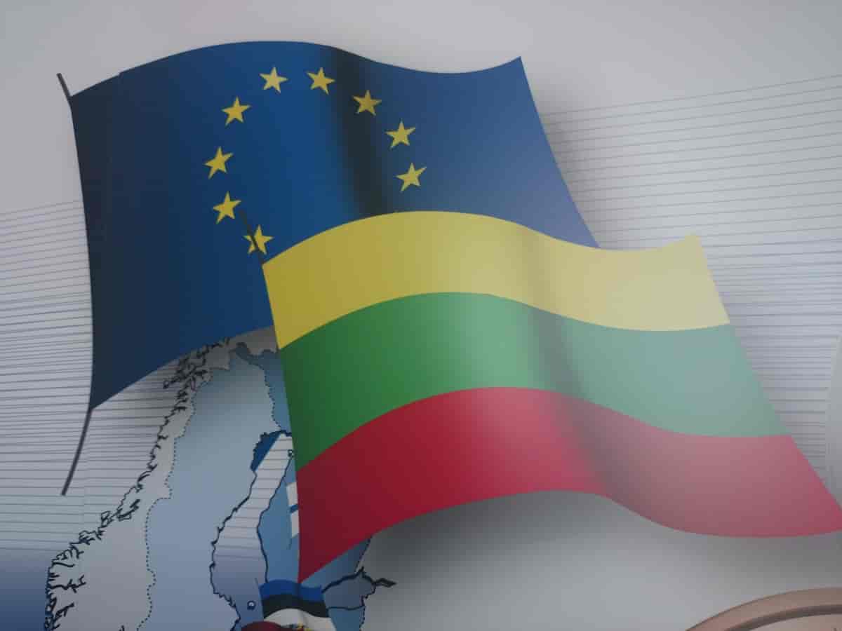 Det litauiske flag og EU-flaget