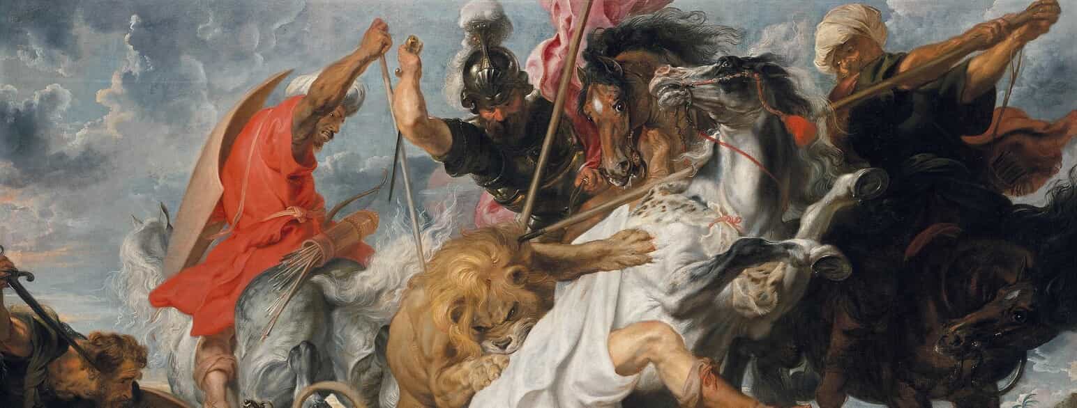 Udsnit af Peter Paul Rubens maleri "Løvejagt", 1621. Olie på lærred, 248,7 x 377,3 cm