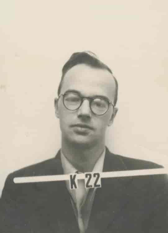 Klaus Fuchs' badge-foto fra Los Alamos Laboratoriet, Manhattanprojektet