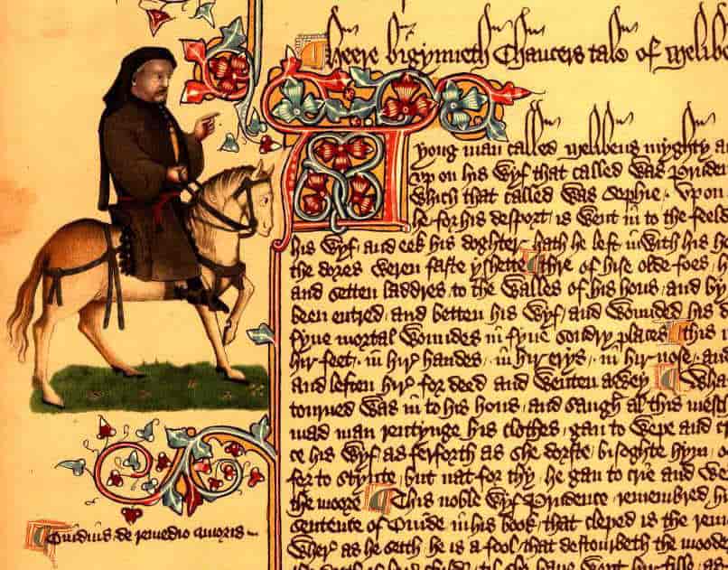 Portræt af Chaucer i Ellesmere-manuskriptet