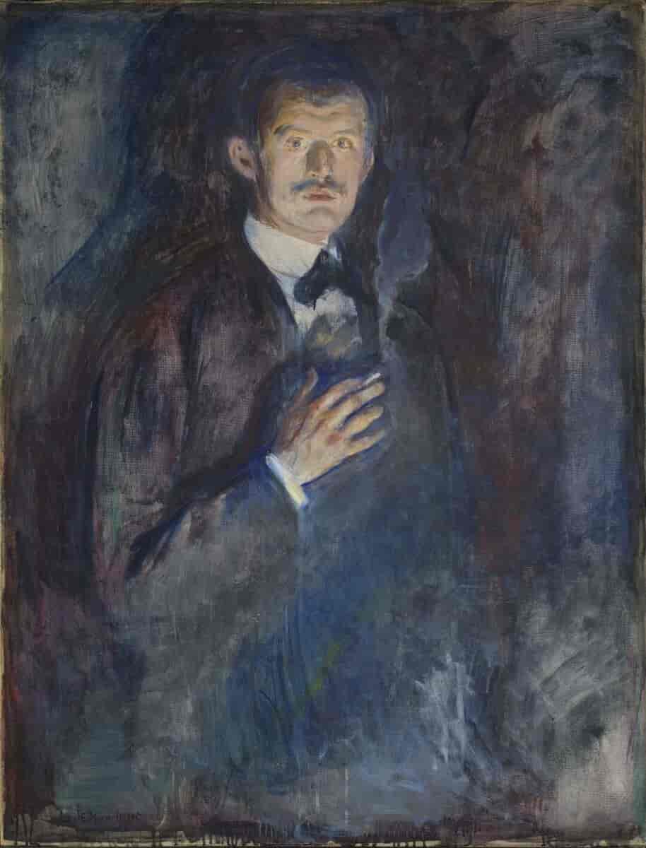 Edvard Munch, Selvportræt med cigarette, 1895. Nasjonalmuseet