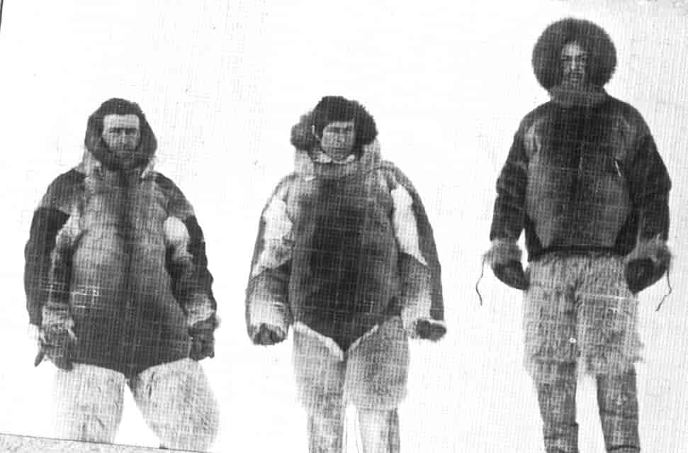 Tre af 2. Thule-ekspeditions deltagere: Lauge Koch, Knud Rasmussen og Thorild Wulf.