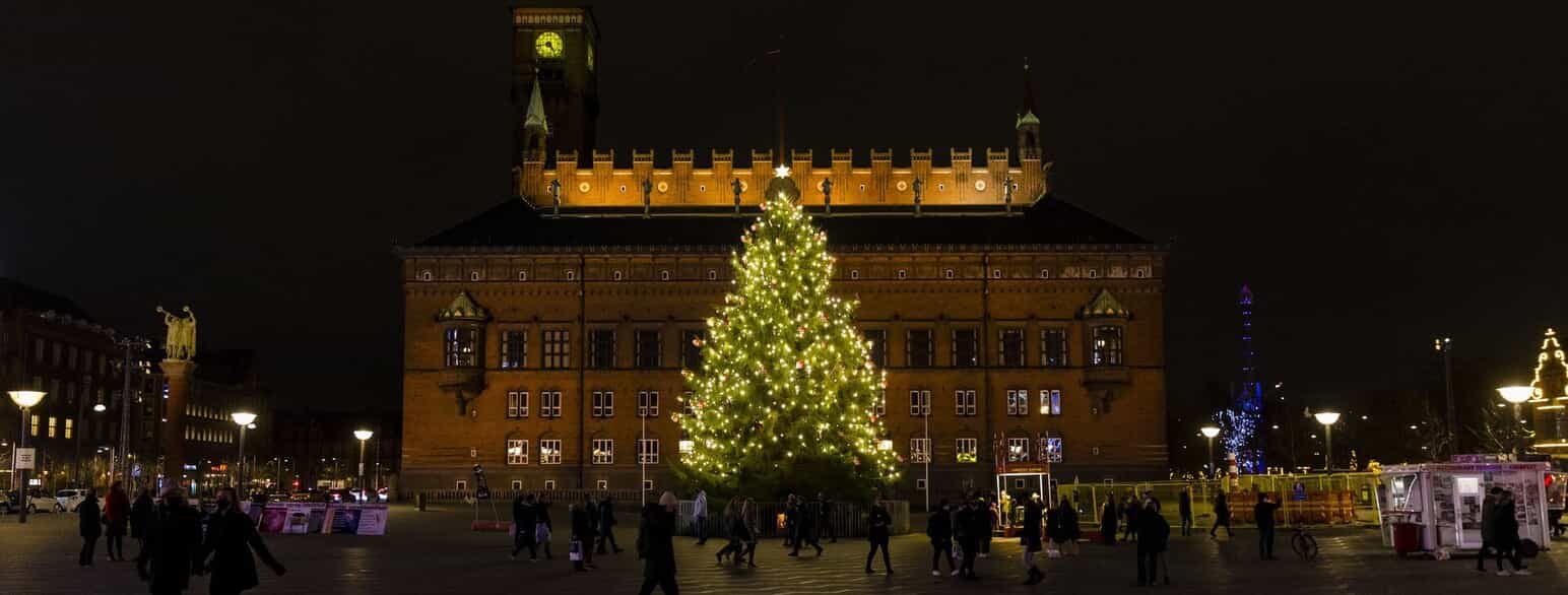Der er tradition for at have et stort juletræ på større pladser i byerne. Her er det juletræet på Rådhuspladsen i København.
