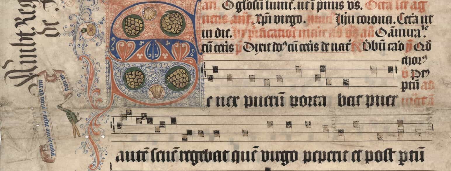 Udsnit af noder og tekst til gregoriansk sang