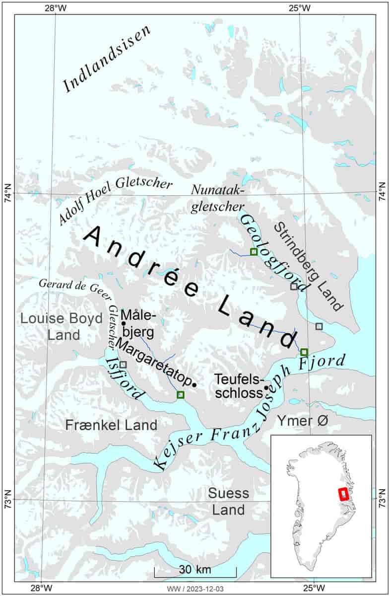 Kort over Andrée Land