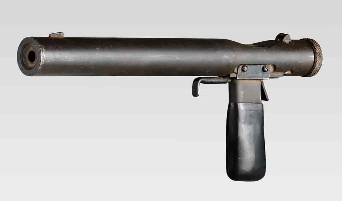 Welrodpistol fra den danske modstandsbevægelse. Frihedsmuseet.