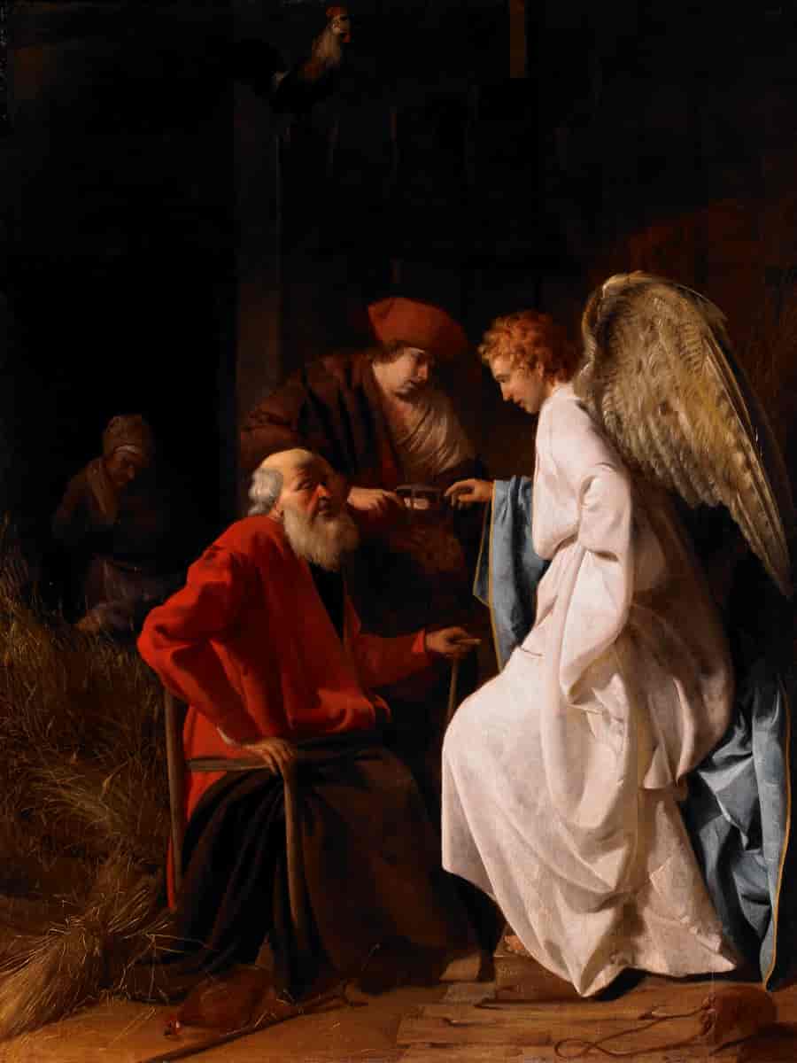 Tobias og englen Rafael helbreder Tobits blindhed. 1630.