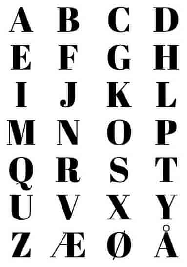 Det danske alfabet.