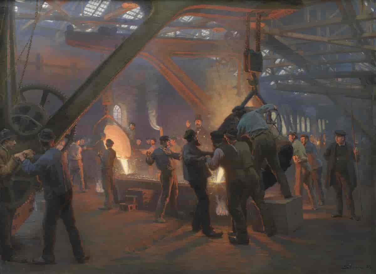 Maleriet "Fra Burmeister & Wains jernstøberi", fra 1885, olie på lærred, 144 x 194 cm