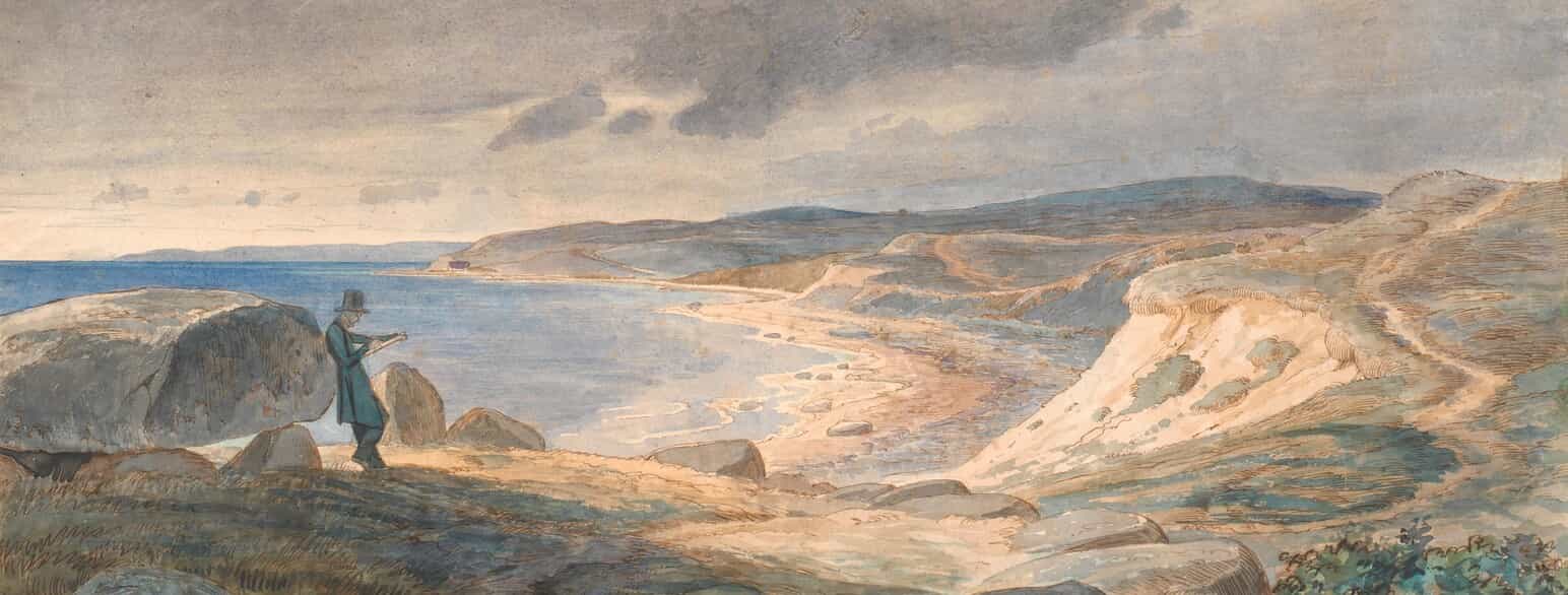 Johan Thomas Lundbye "Refnæs, Kystlandskab", akvarel fra 1844