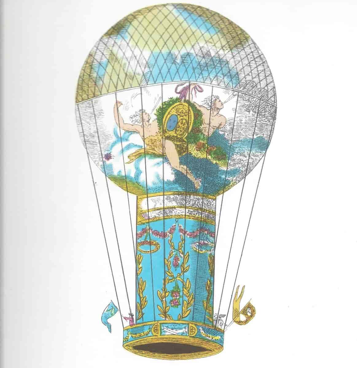 Pilâtre de Roziers ballon med gas foroven og varmluft forneden