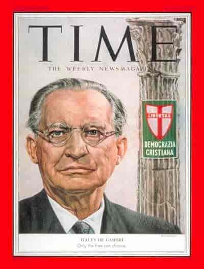Alcide De Gasperi på forsiden af Time i 1953