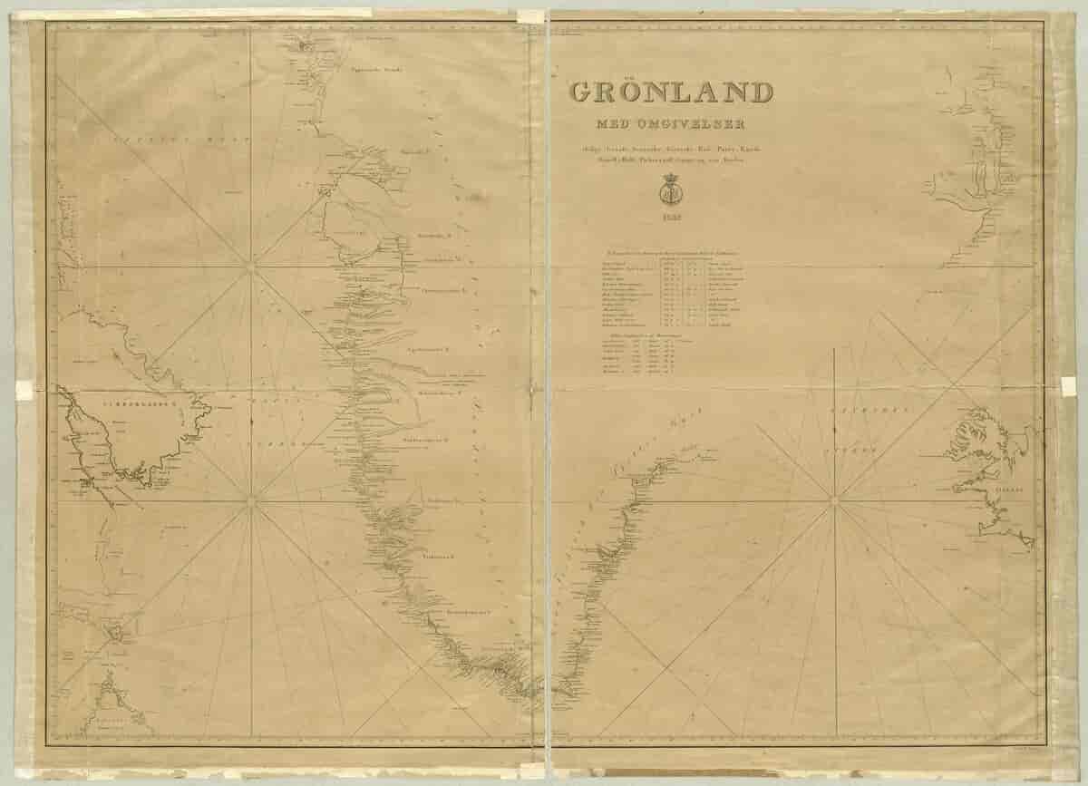 Kort over Grønland 1832