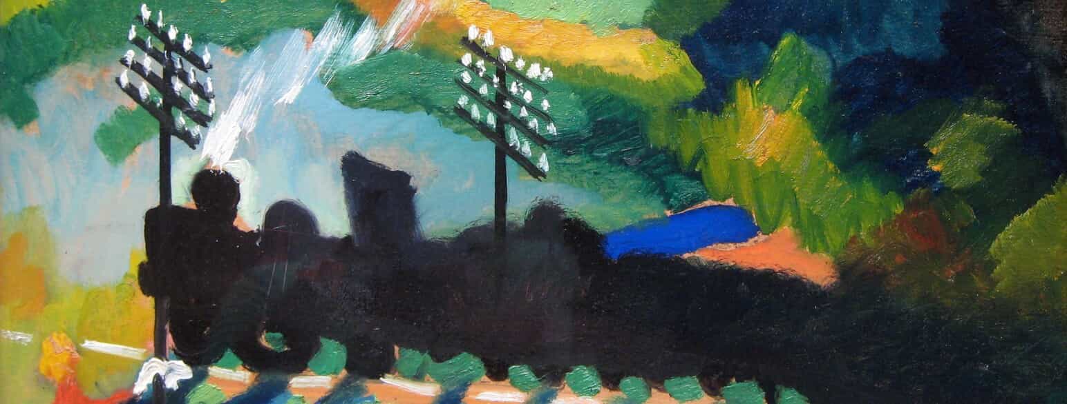 Udsnit af Wassily Kandinsky: "Eisenbahn bei Murnau" ('Jernbane ved Murnau'), 1909