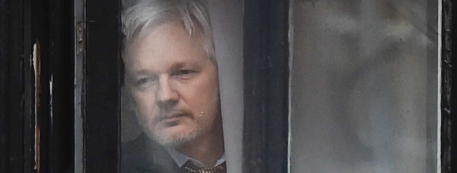 Julian Assange på Ecuadors ambassade den 19. juni 2016 