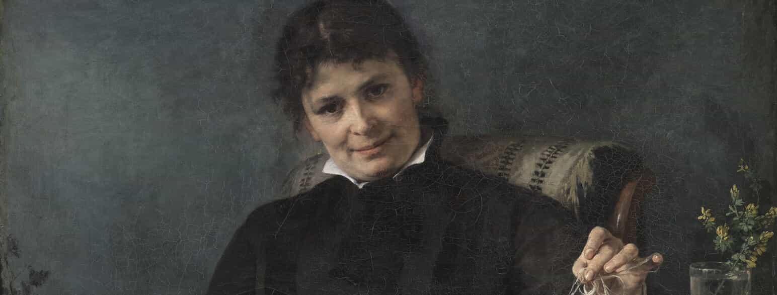 Udsnit af Bertha Wegmanns maleri "Anna Seekamp, kunstnerens søster", 1882