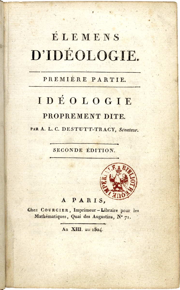 Première partie des Élémens d’idéologie, 1804